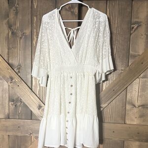 Chic White Lace Mini Dress